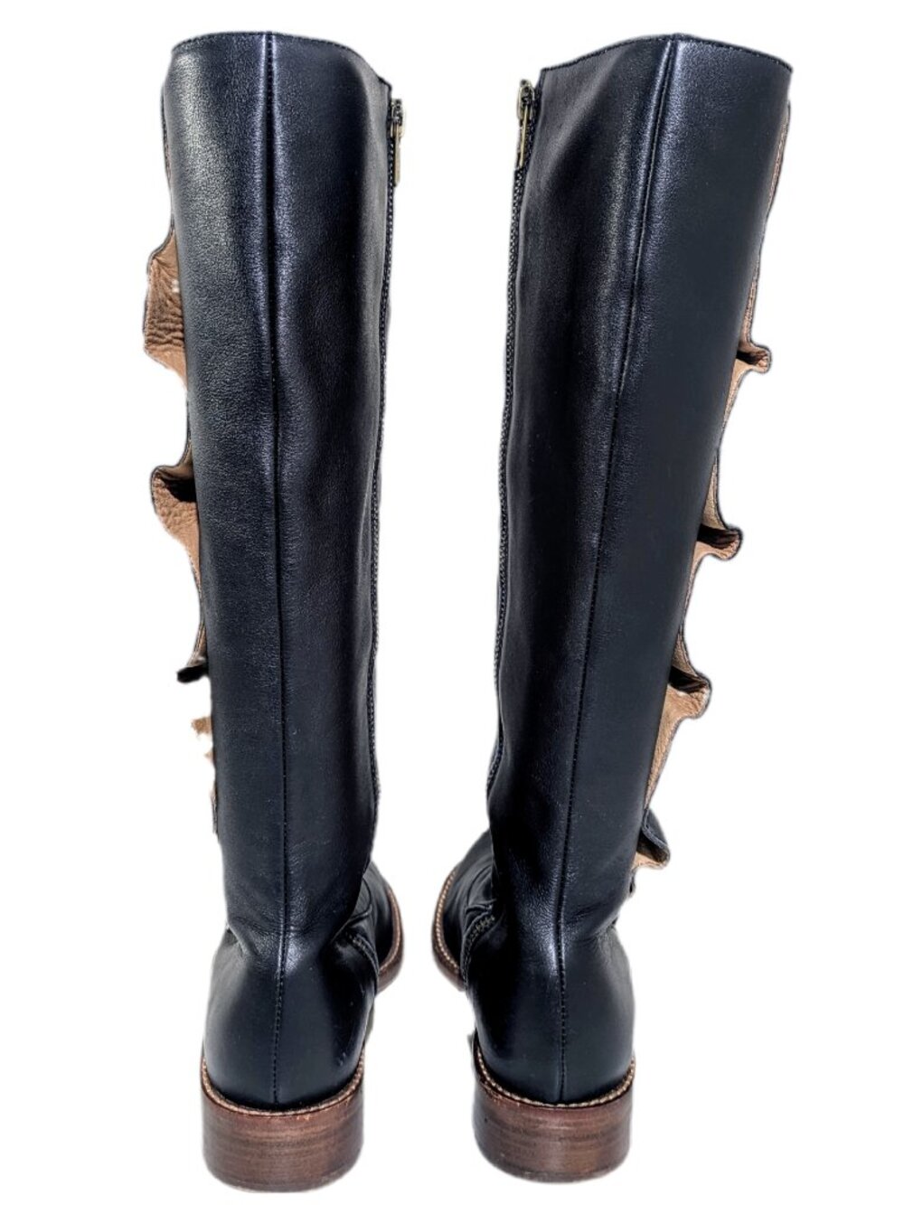 Gee WaWa Over the Calf Zip up Leather Medallion Boots Women's Sz 6M - Picture 3 of 8